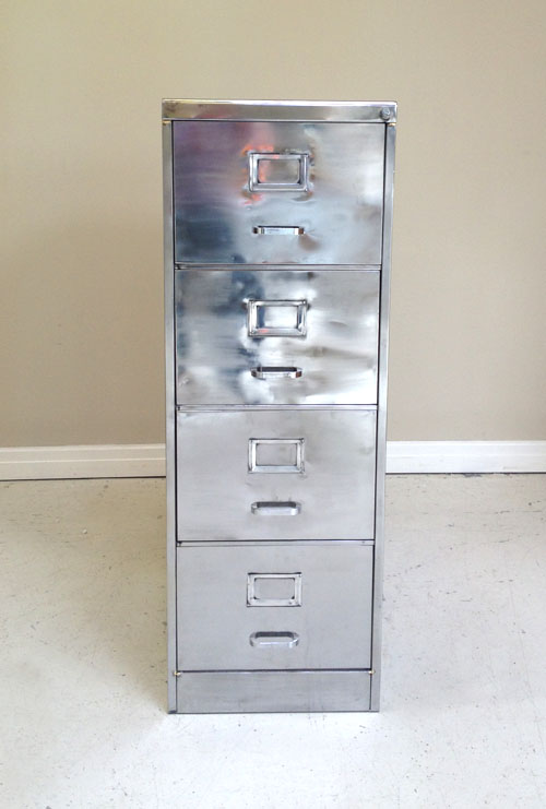 wonderful vintage polished steel cabinet